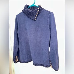Westbound Size S Blue Long Sleeve Turtleneck Women's Acrylic/Cotton